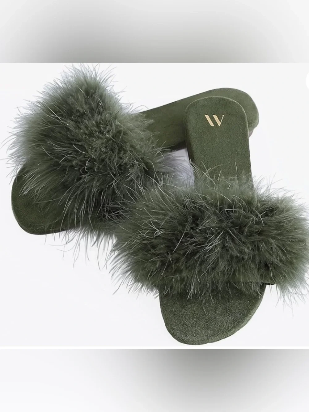Amélie Home Green Feather House Slipper Slides NWT Sz: 9 - Picture 2 of 10